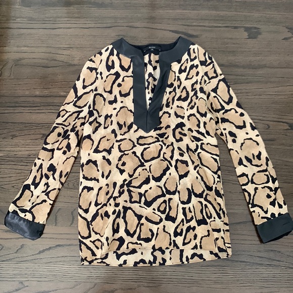 Gucci * leather silk long sleeve tunic style top * size 36 IT